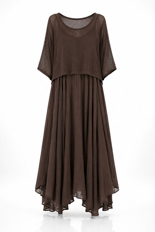 Top+Skirt - BROWN
