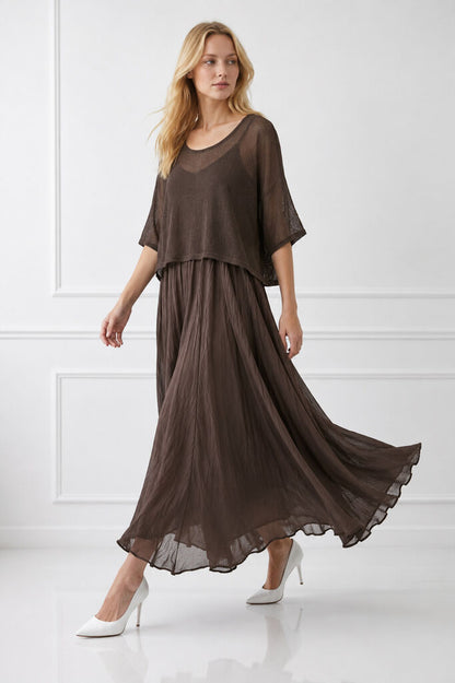 Top+Skirt - BROWN