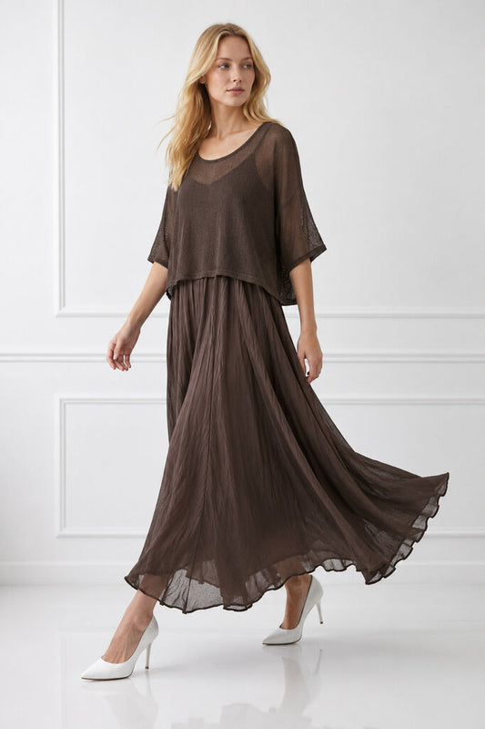 Top+Skirt - BROWN
