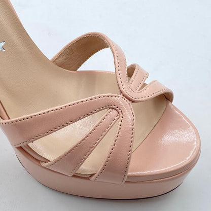Blush Patent Platform Sandal with Ankle Strap