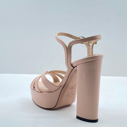 Blush Patent Platform Sandal with Ankle Strap