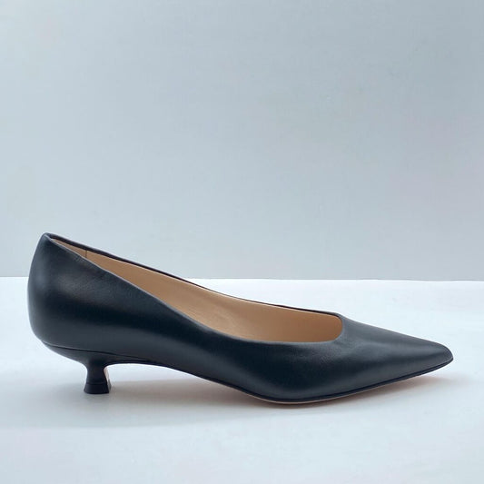 Black Leather Pumps with Kitten Heel