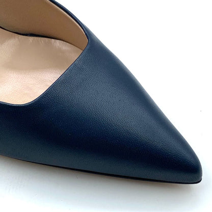 Black Leather Pumps with Kitten Heel