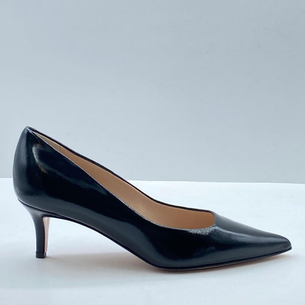 Black Patent Pointed-Toe Low Heel Pump