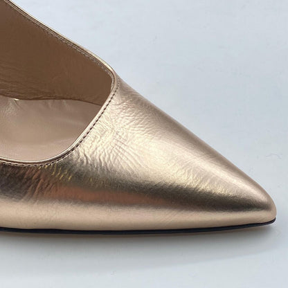 Gold Metallic Pump with Geometric Heel