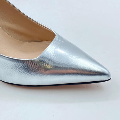 Silver Metallic Pump with Architectural Heel