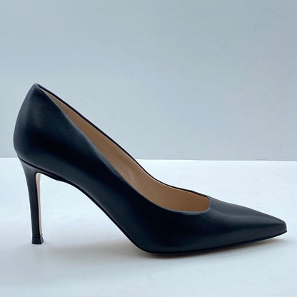 Black Leather Pointed Pumps with Stiletto Heel