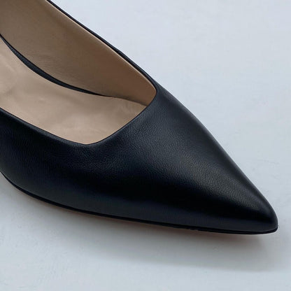 Black Leather Pointed Pumps with Stiletto Heel