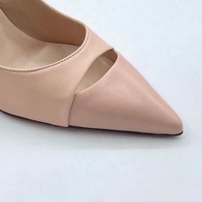 Nude Leather Pointed Toe Heels