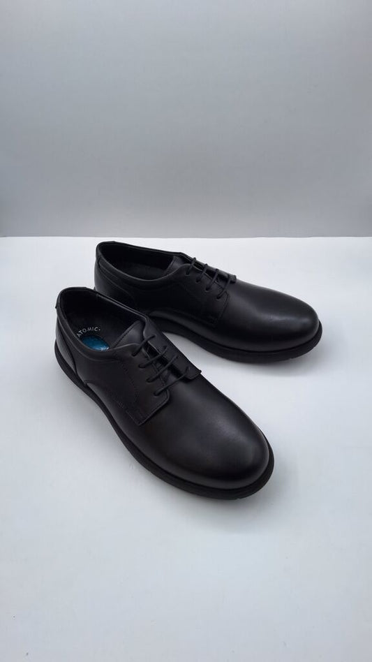 Black Leather Oxford with Lace-Up Closure