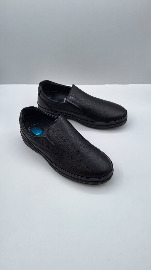 Black Textured Slip-On Shoes with Comfort Sole