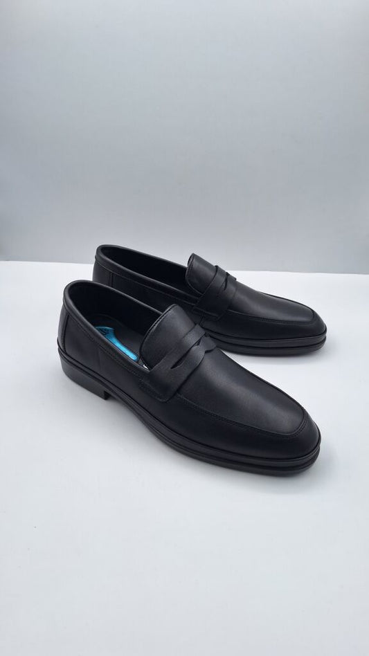 Black Leather Loafers with Sleek Design