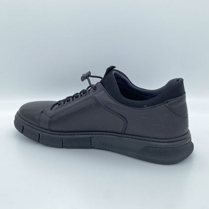 Black Textured Sneakers with Lace-Up Closure