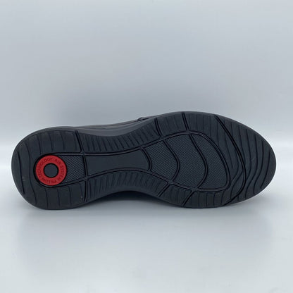 Black Leather Low-Top Sneakers with Textured Sole