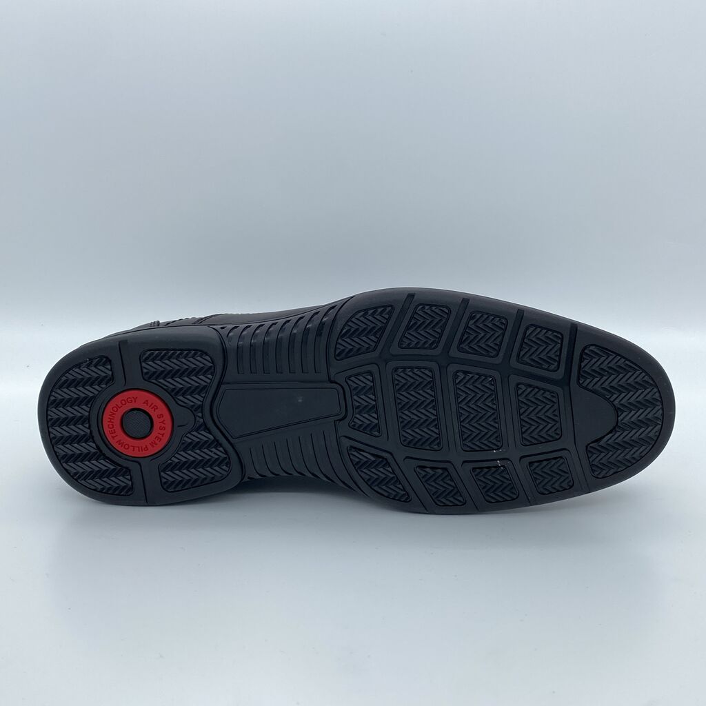 Black Slip-On Leather Shoe with Cushioned Sole