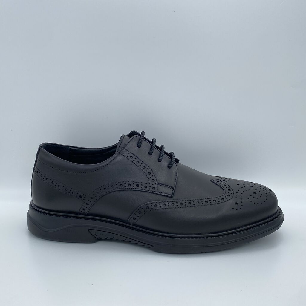 Black Leather Brogue Derby Shoes