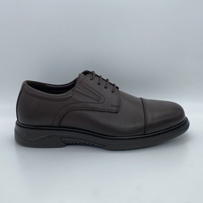 Dark Brown Leather Lace-Up Shoe with Subtle Stitching