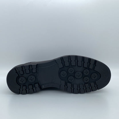 Black Classic Leather Derby Shoes with Sturdy Sole