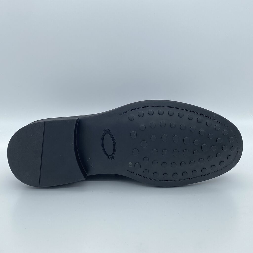 Black Leather Loafer with Classic Penny Strap