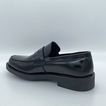 Black Leather Loafer with Classic Penny Strap