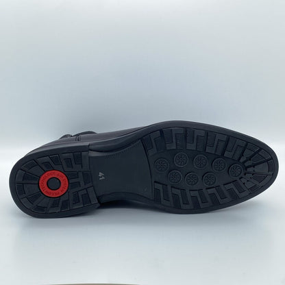 Black Leather Chelsea Boot with Elastic Panel