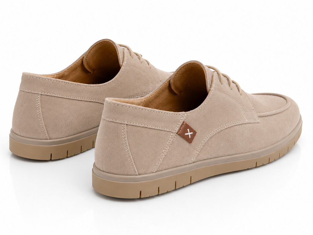 Taupe Suede Moccasin Shoes with Lace-Up Design