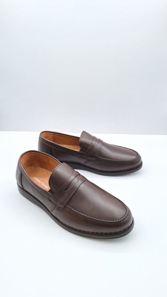 Brown Leather Loafers with Classic Design