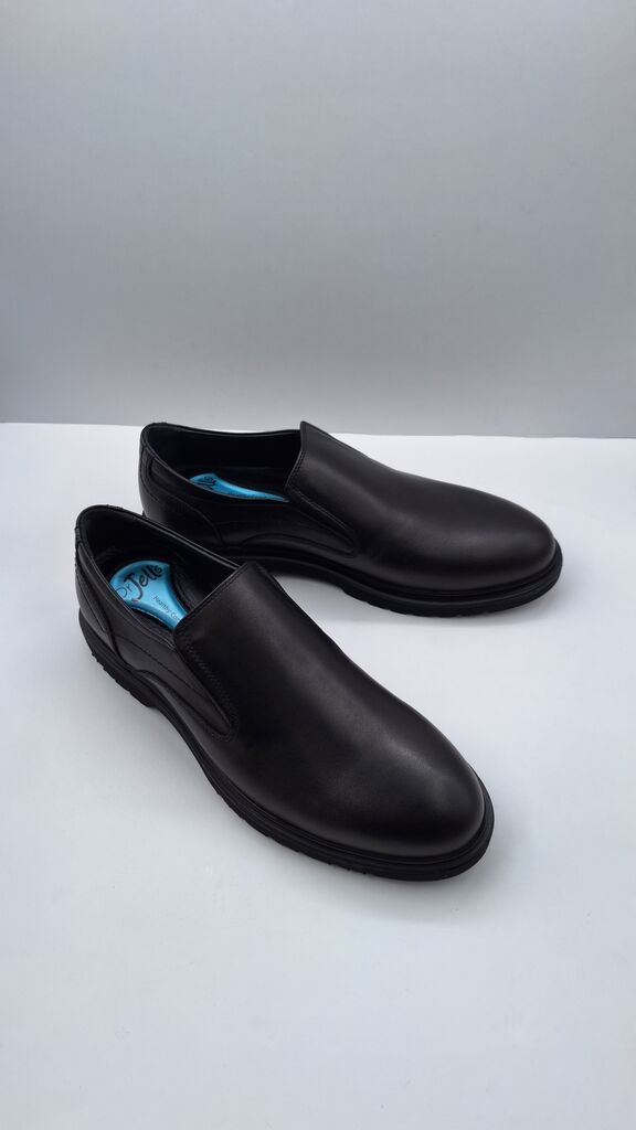 Black Slip-On Leather Shoes with Comfort Insole