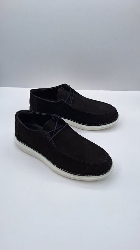 Black Suede Derby Shoes with Contrast Sole