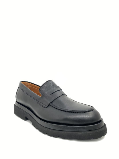 Black Leather Loafer with Chunky Sole
