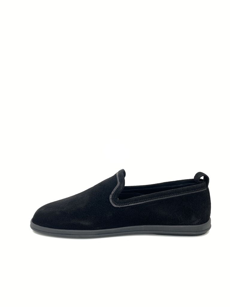Black Suede Slip-On Shoe with Comfortable Fit