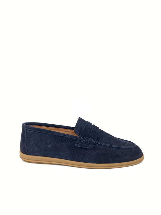 Navy Suede Loafers with Rubber Sole