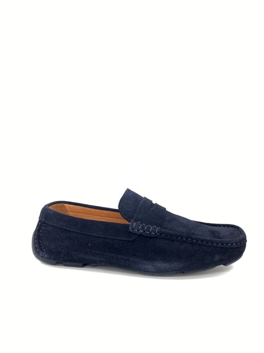 Navy Suede Loafer with Braided Accent