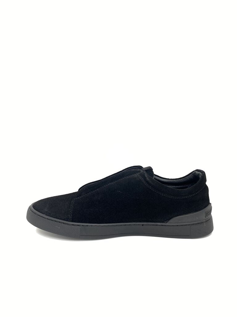 Black Suede Slip-On Sneakers with Hidden Closure