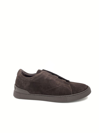 Dark Brown Suede Slip-On Sneakers
