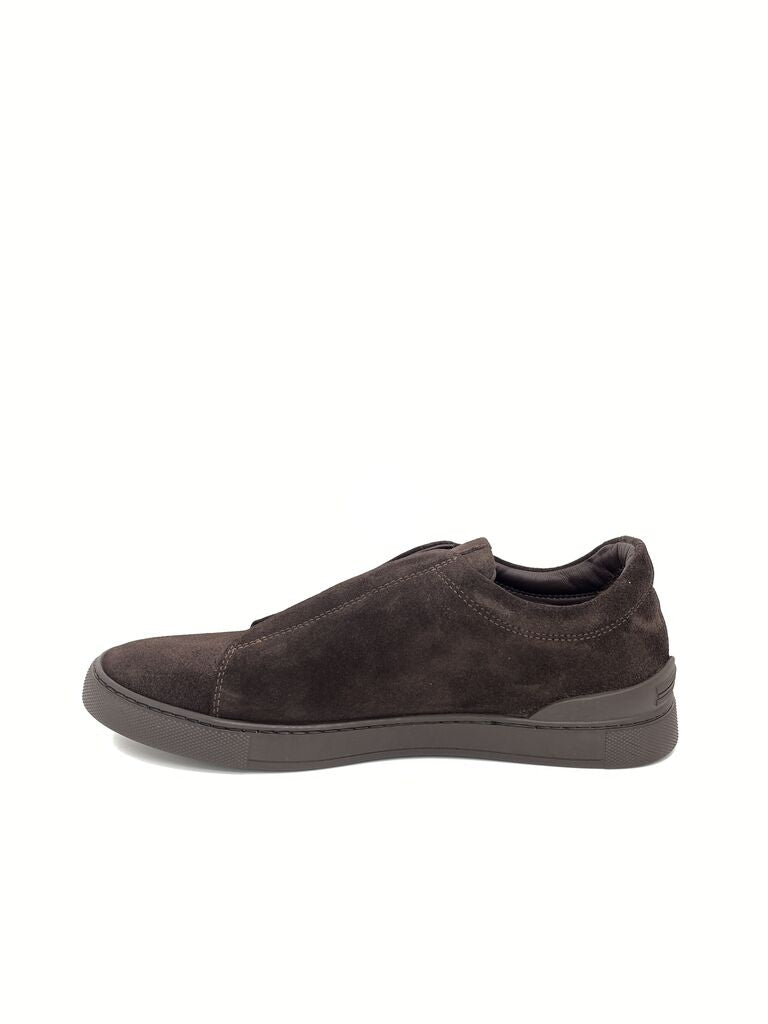 Dark Brown Suede Slip-On Sneakers