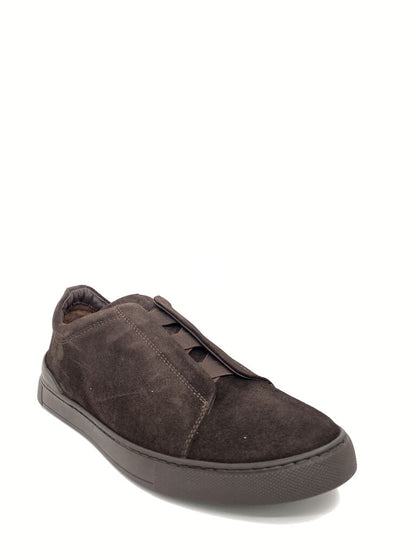 Dark Brown Suede Slip-On Sneakers