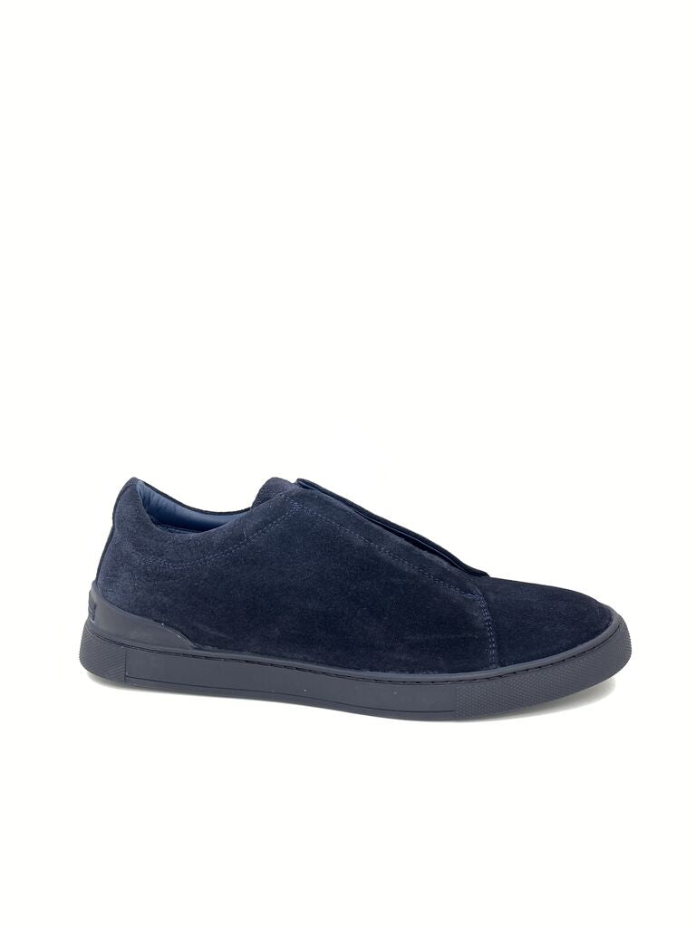 Navy Suede Slip-On Sneakers