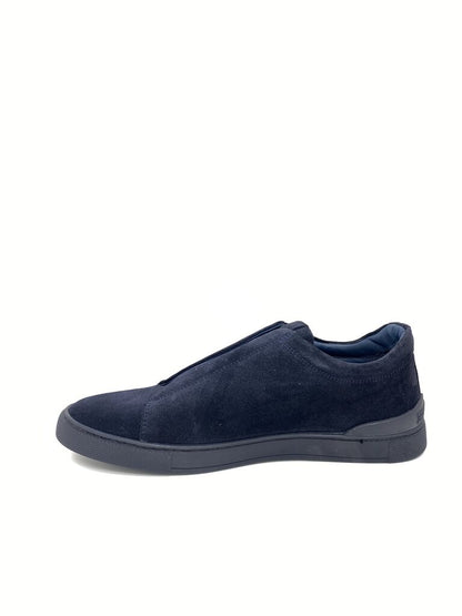 Navy Suede Slip-On Sneakers
