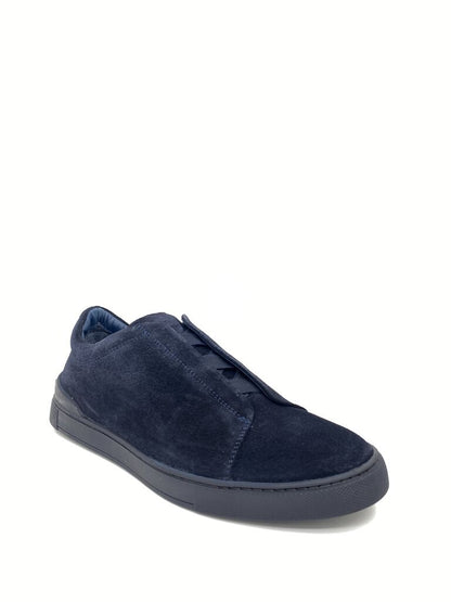Navy Suede Slip-On Sneakers