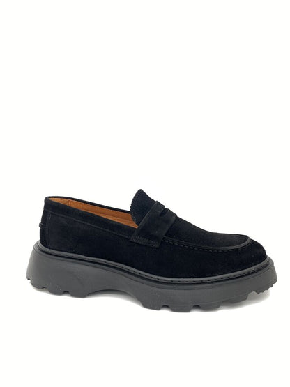 Black Suede Loafer with Chunky Sole