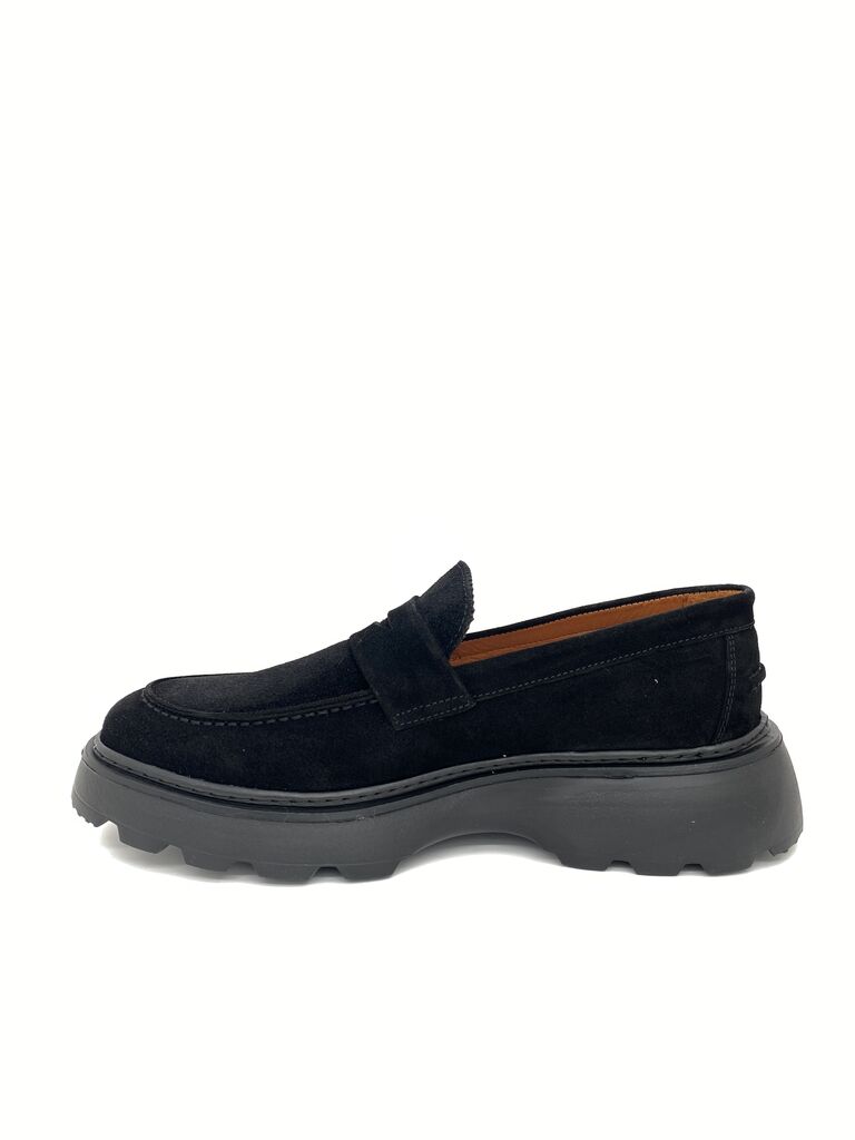 Black Suede Loafer with Chunky Sole