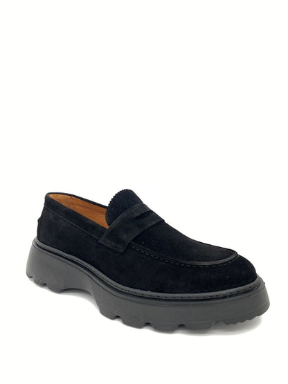 Black Suede Loafer with Chunky Sole