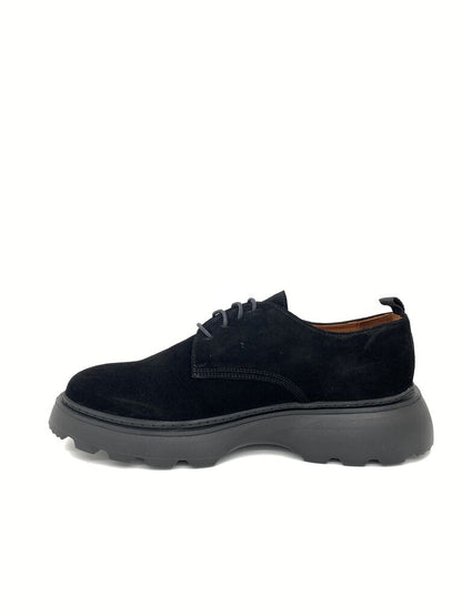 Black Suede Chunky Sole Derby Shoes
