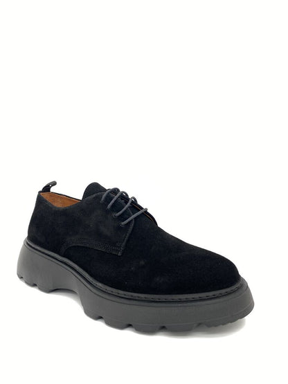 Black Suede Chunky Sole Derby Shoes