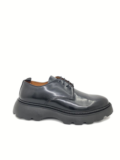Black Glossy Derby Shoes with Chunky Sole