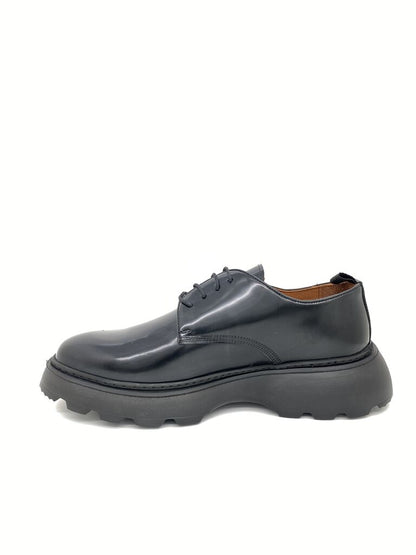 Black Glossy Derby Shoes with Chunky Sole