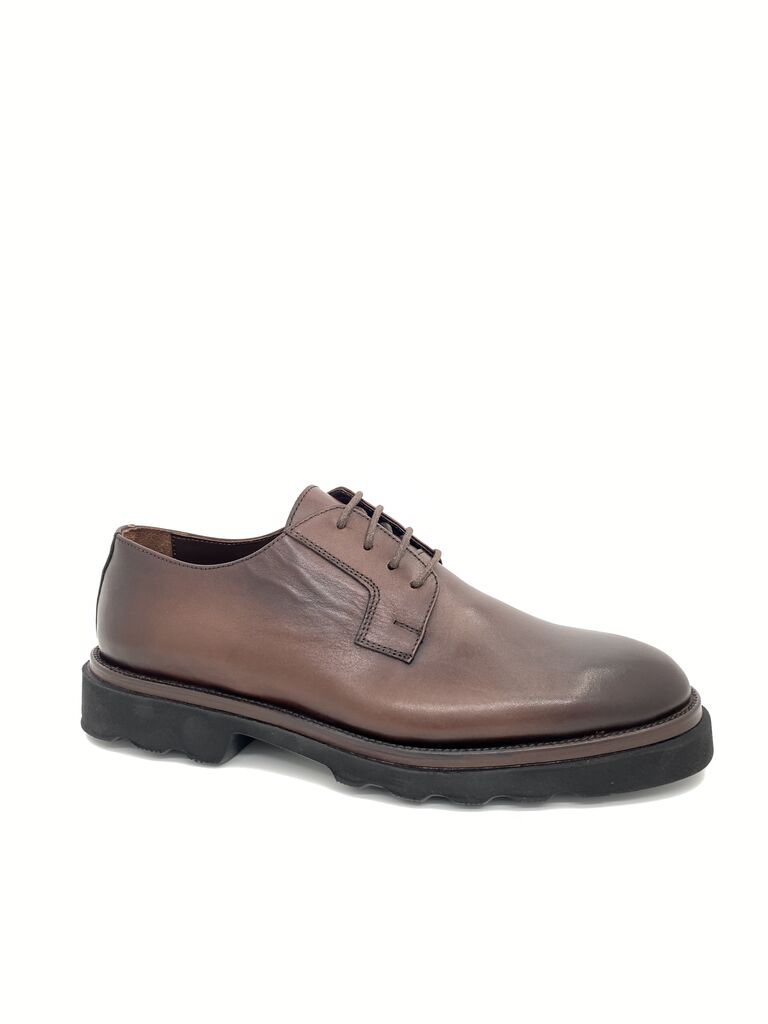 Brown Leather Derby Shoes with Chunky Sole