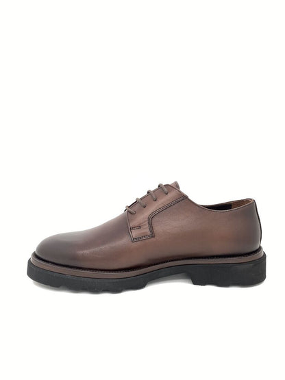 Brown Leather Derby Shoes with Chunky Sole