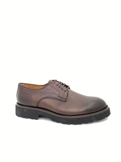 Brown Leather Derby with Rugged Sole